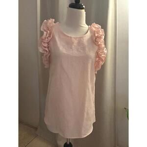 Circle Korea Petal Ruffle Chiffon Blouse Baby Pink